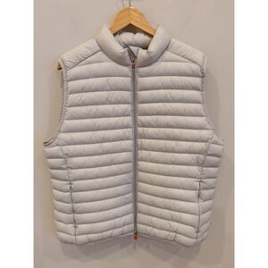 Save The Duck Womens Puffer Vest XL Gray Quilted Plumtech Vegan NWT